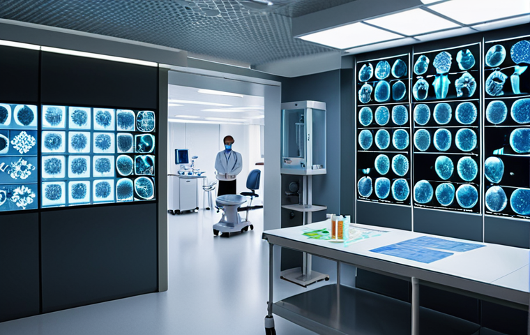 **AI in Medical Innovation and Ethics:**
    "A clean, minimalist Swedish hospital interior, where advanced AI interfaces are seamlessly integrated with diagnostic equipment. A holographic projection displays complex medical data, like magnified cellular structures or intricate genetic sequences, while doctors and researchers consult, reflecting precision and hope. Subtly interwoven into the background are abstract, ethereal elements that evoke ethical dilemmas, such as faint, intertwining DNA helixes or a soft glow of data flowing, symbolizing both the life-saving potential and the profound questions raised by AI and gene editing in healthcare. The overall mood is one of sophisticated, responsible innovation."